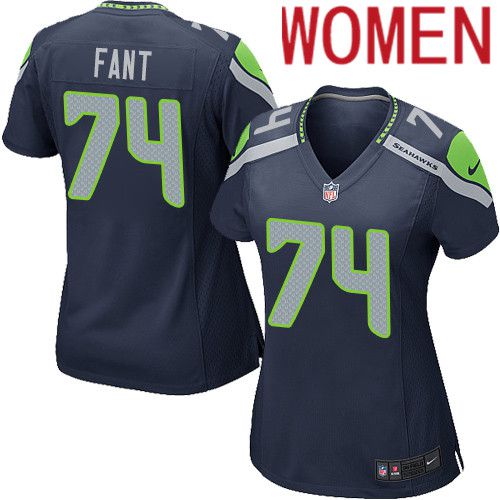 Women Seattle Seahawks #74 George Fant Nike Navy Game NFL Jersey